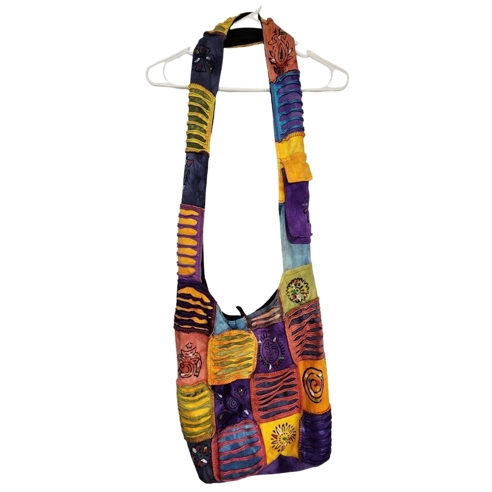 Rising International Colorful Boho Patchwork Hippie Tote Bag